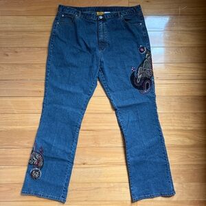 Ruby Rd. Blue Embroidered Women Jeans